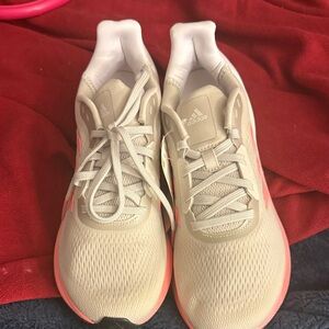 Adidas Cream and Pink Athletic Shoes with Cushioned Sole